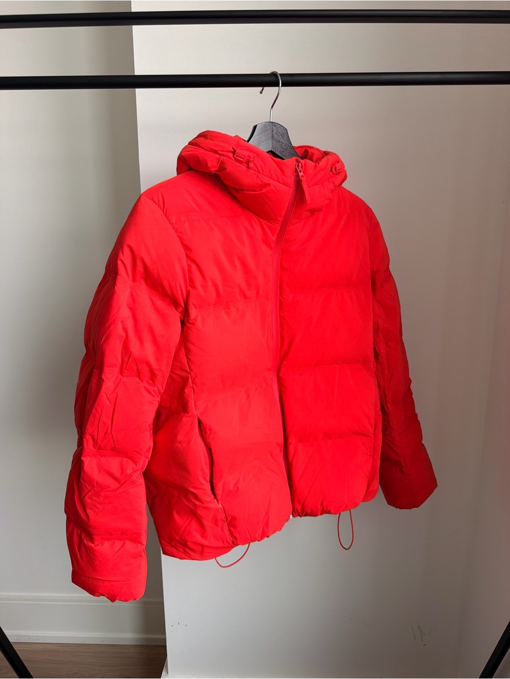 Uniqlo Bright Red Hooded Puffer